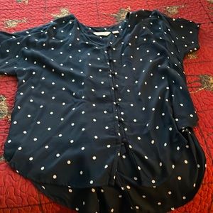 Cute blue polka dot shirt sleeved shirt.
